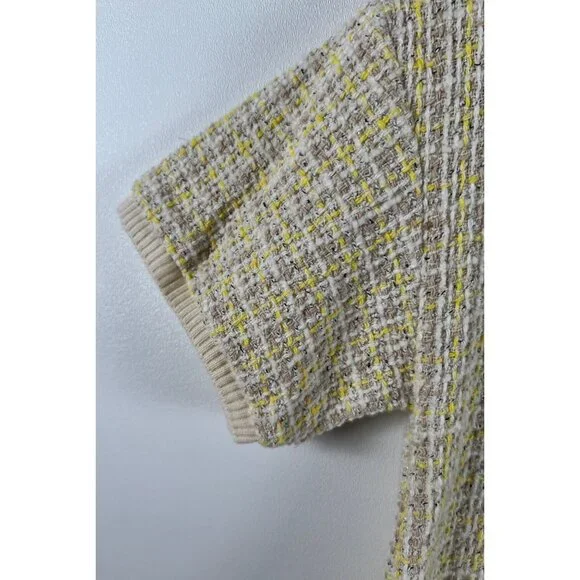 Zara Yellow and Beige Tweed Dress - Picture 3 of 16